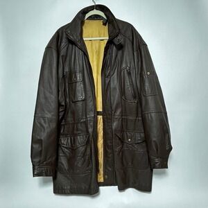 VTG Spiegel Leather Safari Photographer Utility Jacket Brown Chore Mens XLT Tall